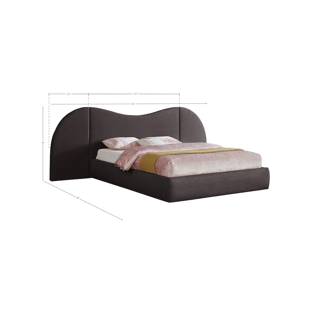 Everest Brown Linen Textured Fabric King Bed. Picture 7
