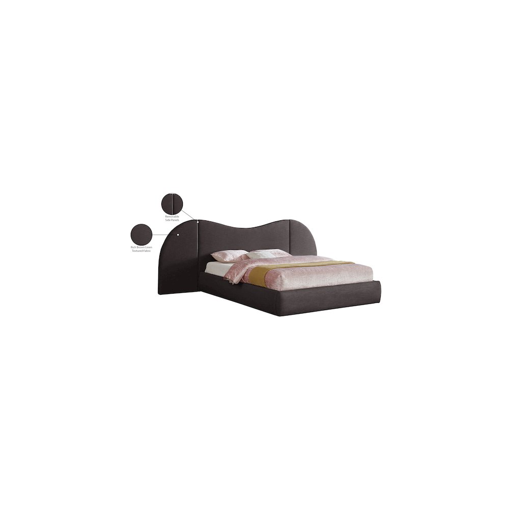 Everest Brown Linen Textured Fabric King Bed. Picture 8