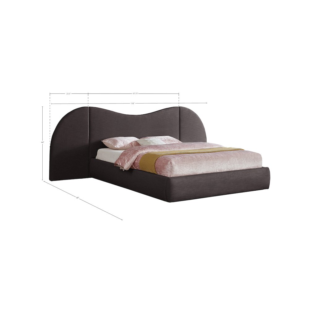 Everest Brown Linen Textured Fabric Queen Bed. Picture 7