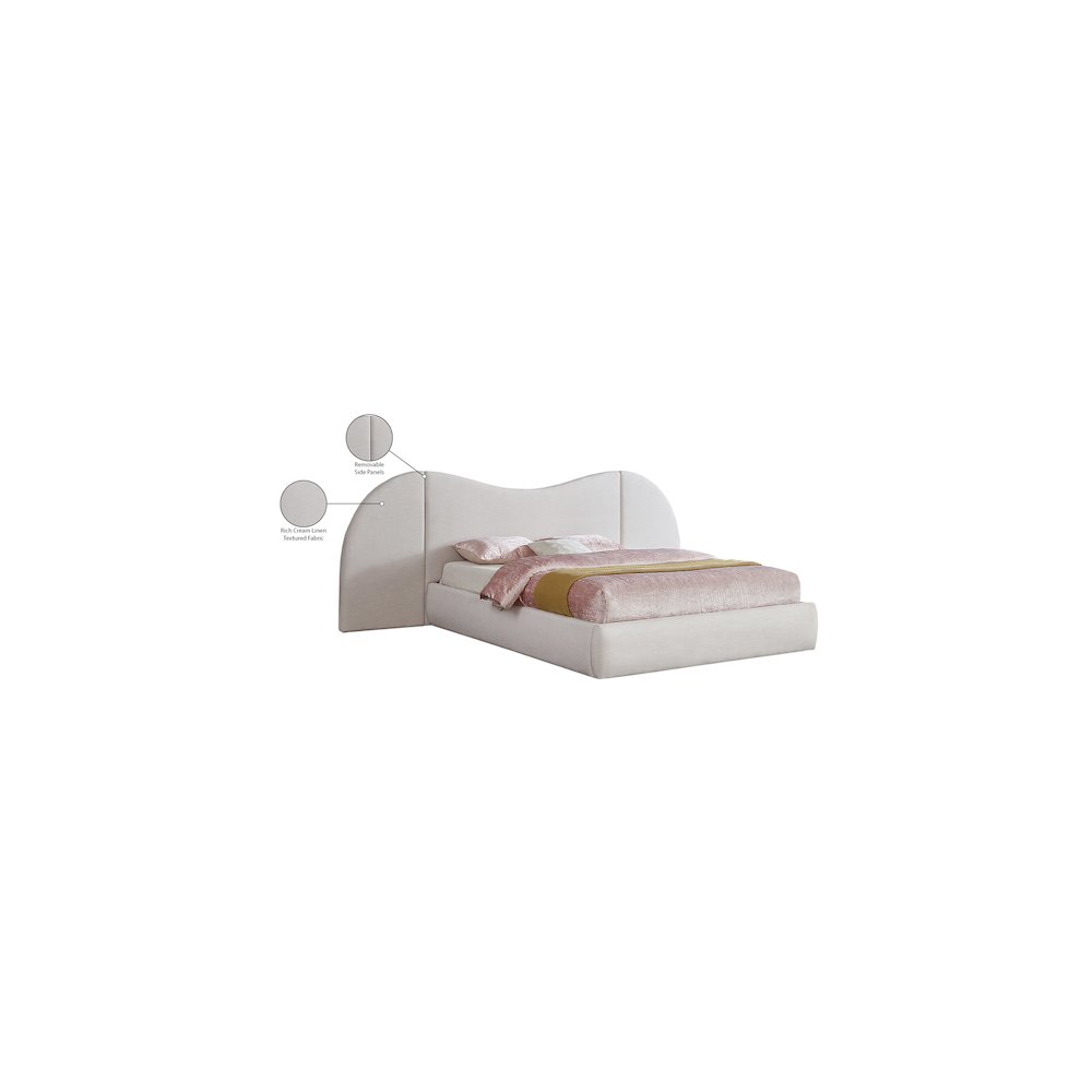 Everest Cream Linen Textured Fabric King Bed. Picture 8