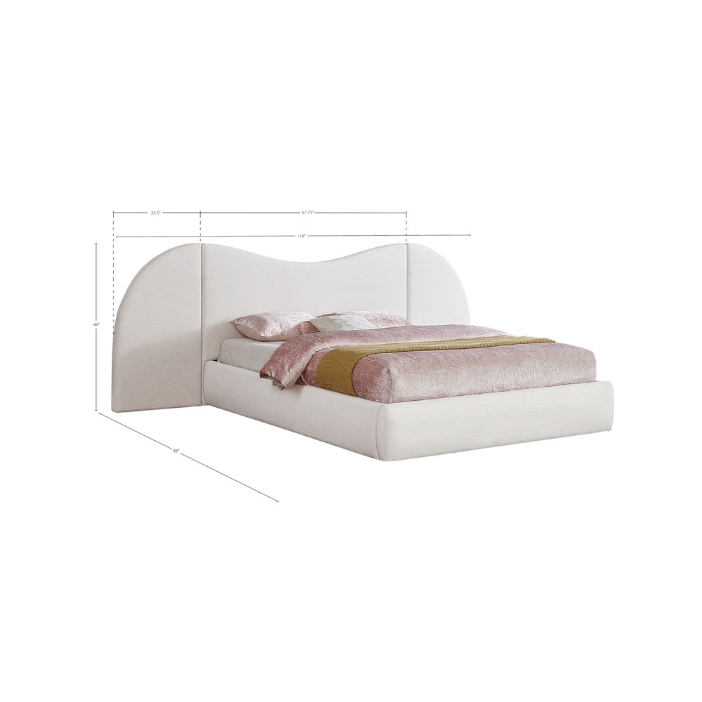 Everest Cream Linen Textured Fabric Queen Bed. Picture 7