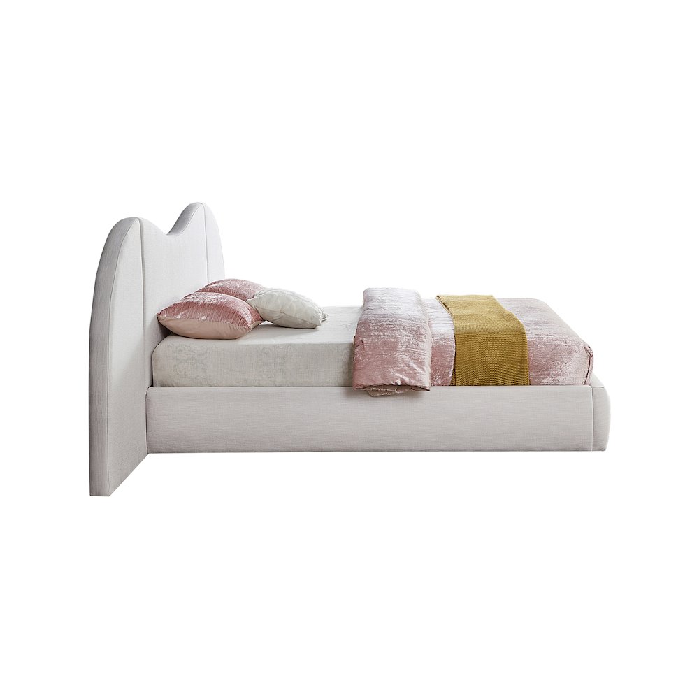 Everest Cream Linen Textured Fabric Queen Bed. Picture 4