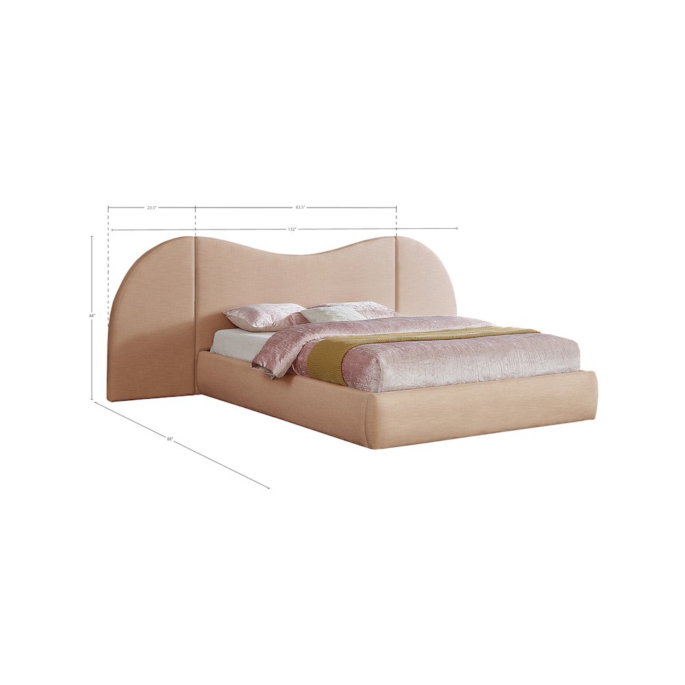 Everest Tan Linen Textured Fabric King Bed. Picture 7