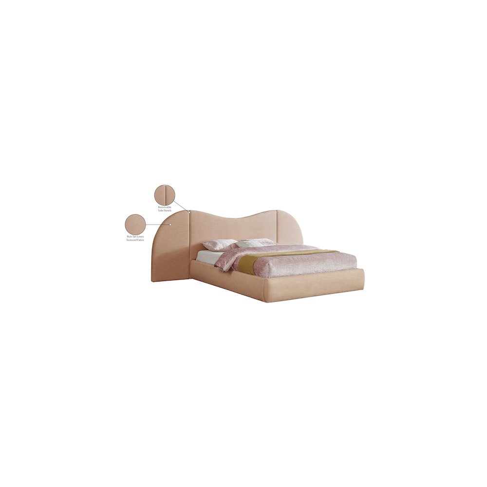 Everest Tan Linen Textured Fabric King Bed. Picture 8