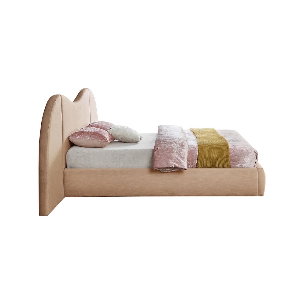 Everest Tan Linen Textured Fabric King Bed. Picture 4