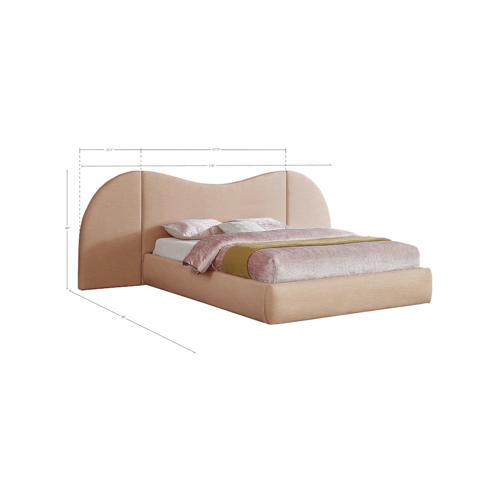 Everest Tan Linen Textured Fabric Queen Bed. Picture 7
