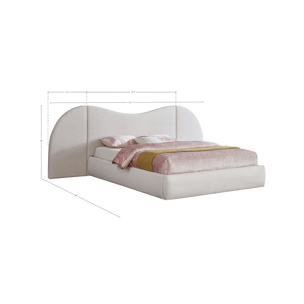 Everest White Linen Textured Fabric King Bed. Picture 7