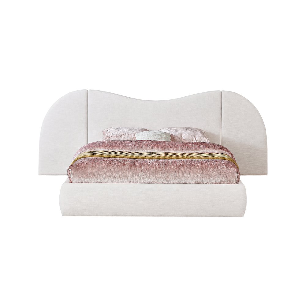 Everest White Linen Textured Fabric King Bed. Picture 2