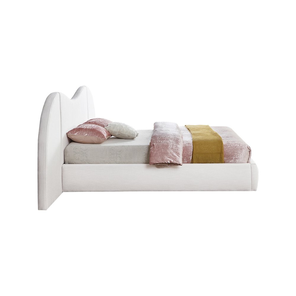 Everest White Linen Textured Fabric King Bed. Picture 4
