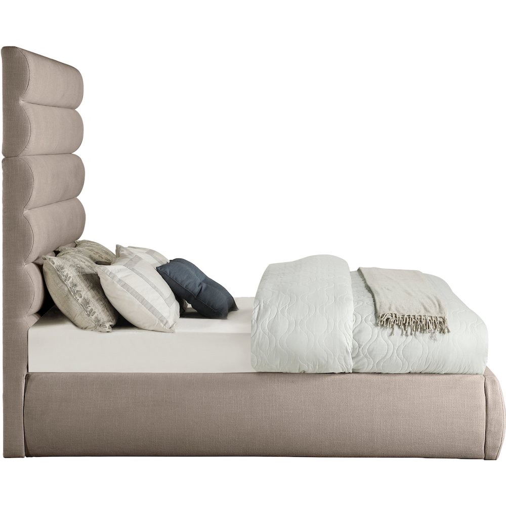 Adam Beige Linen Textured Fabric Full Bed. Picture 3