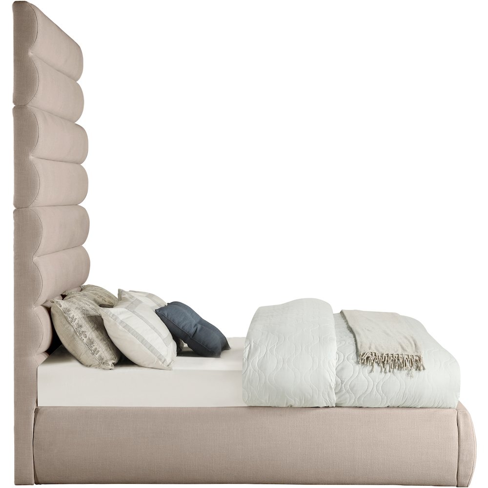 Adam Beige Linen Textured Fabric Full Bed. Picture 3