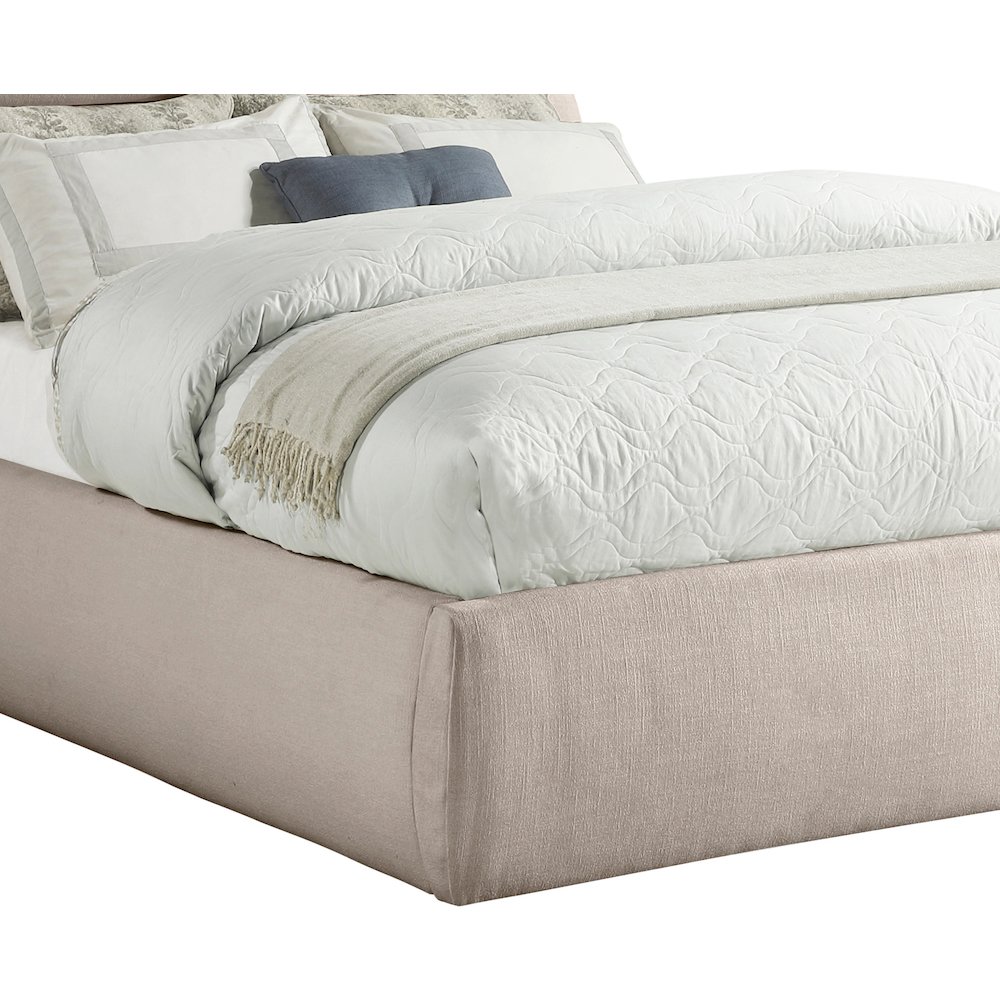 Adam Beige Linen Textured Fabric Full Bed. Picture 5
