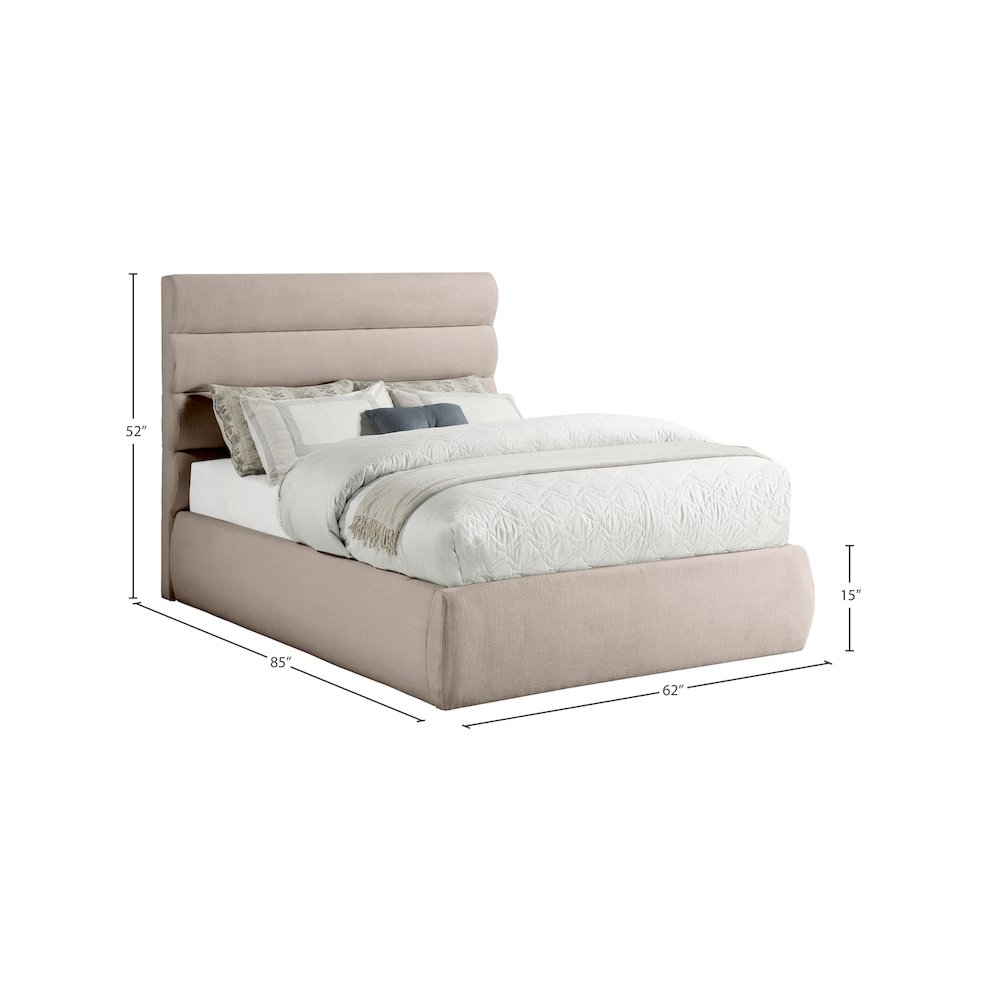 Adam Beige Linen Textured Fabric Full Bed. Picture 8