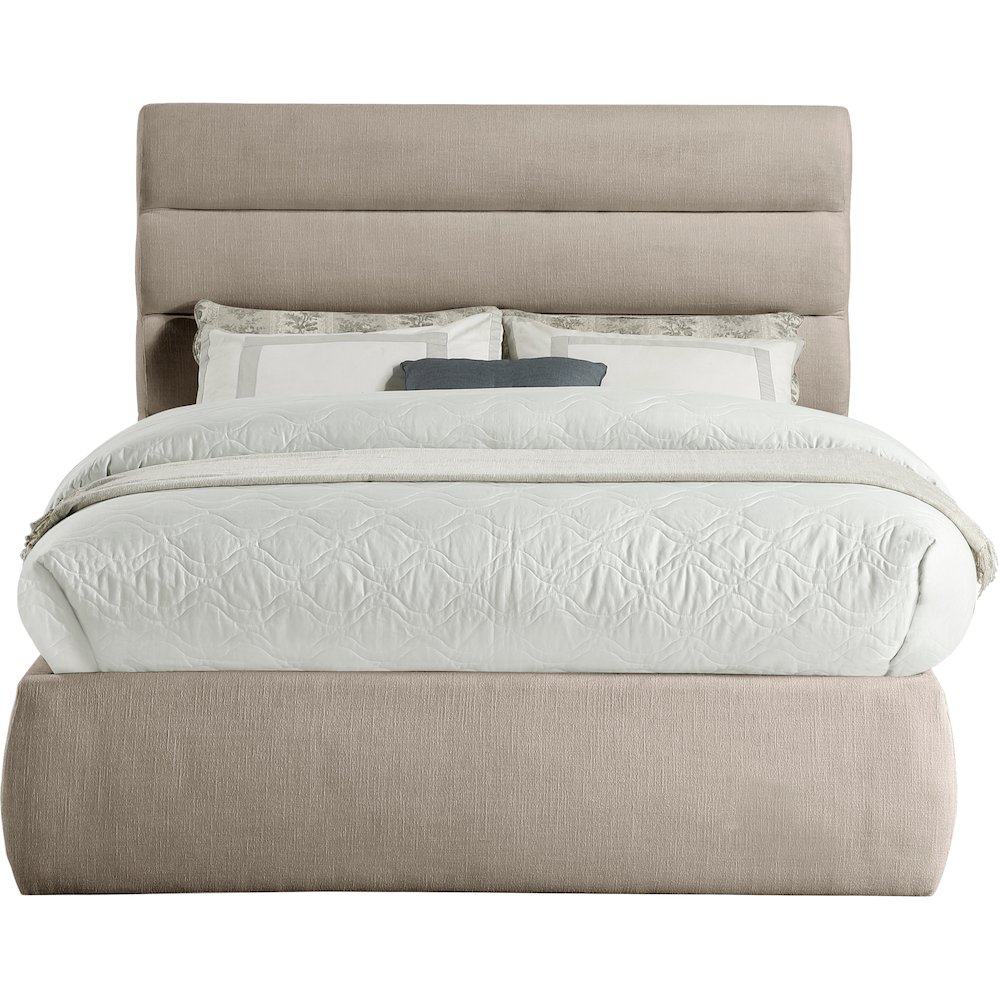 Adam Beige Linen Textured Fabric Full Bed. Picture 2