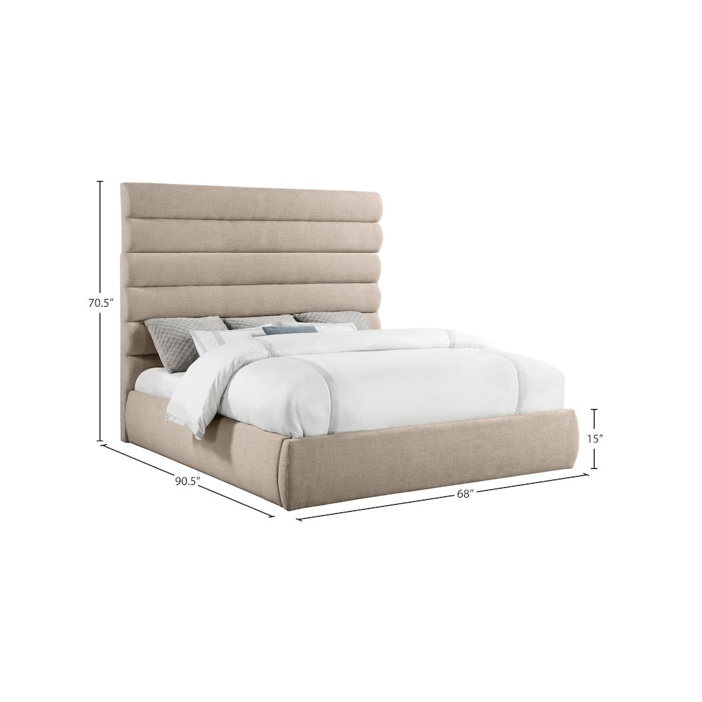 Adam Beige Linen Textured Fabric King Bed. Picture 8