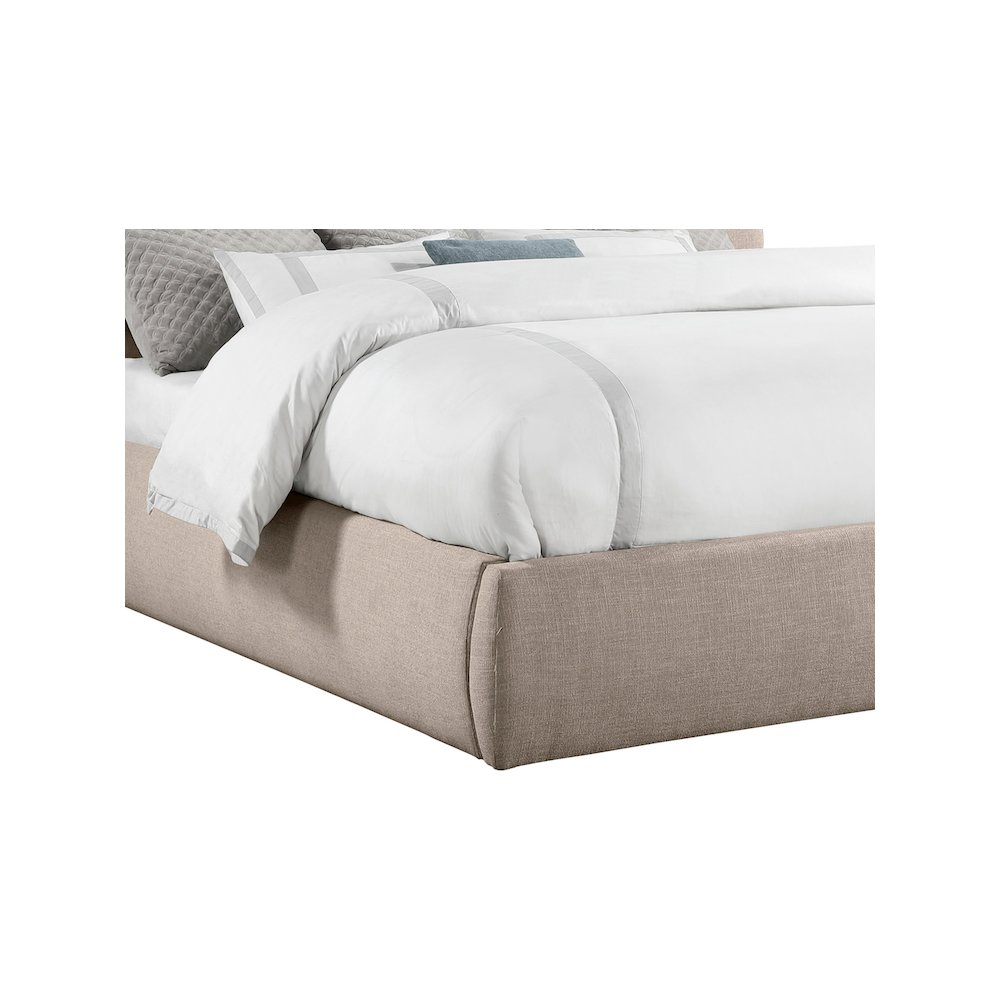 Adam Beige Linen Textured Fabric King Bed. Picture 5