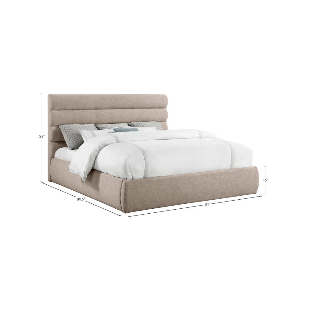 Adam Beige Linen Textured Fabric King Bed. Picture 8
