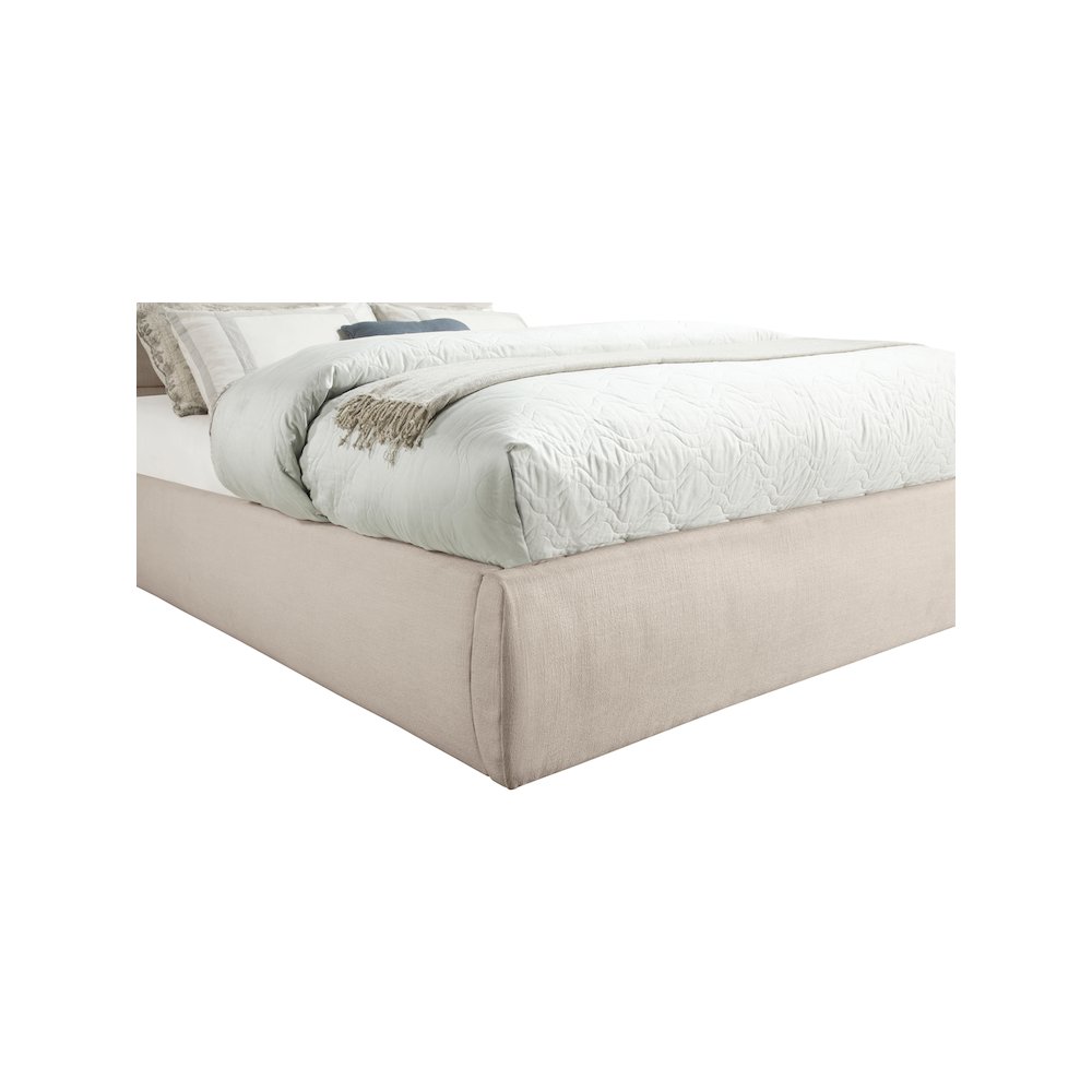 Adam Beige Linen Textured Fabric King Bed. Picture 5
