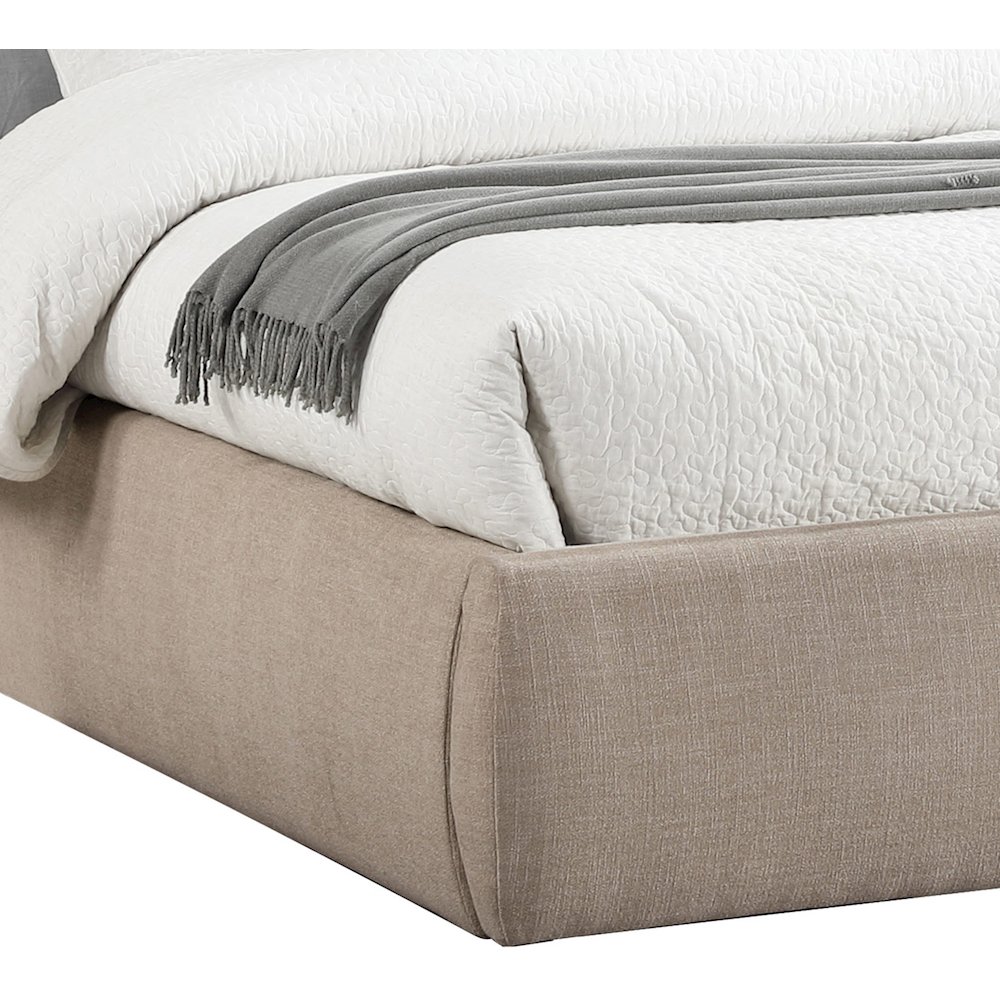 Adam Beige Linen Textured Fabric Queen Bed. Picture 5
