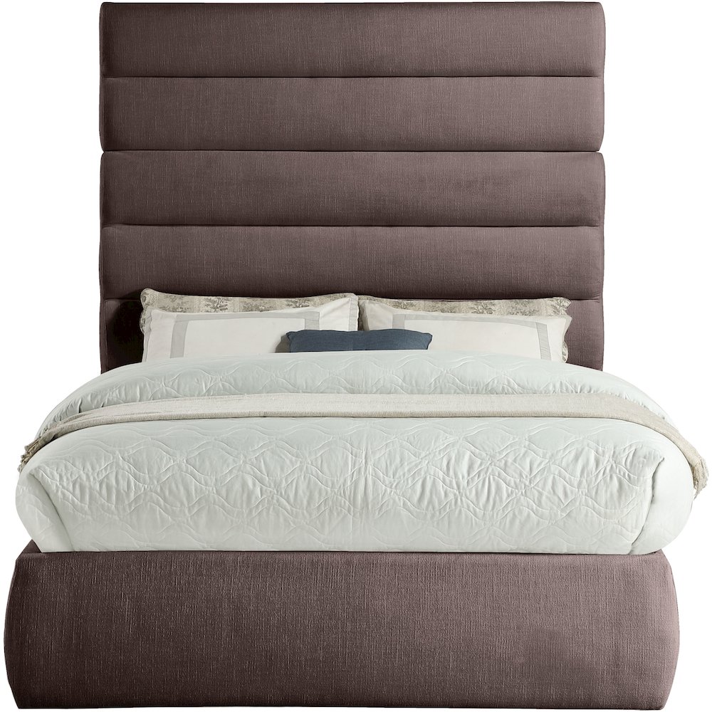 Adam Brown Linen Textured Fabric Full Bed. Picture 2