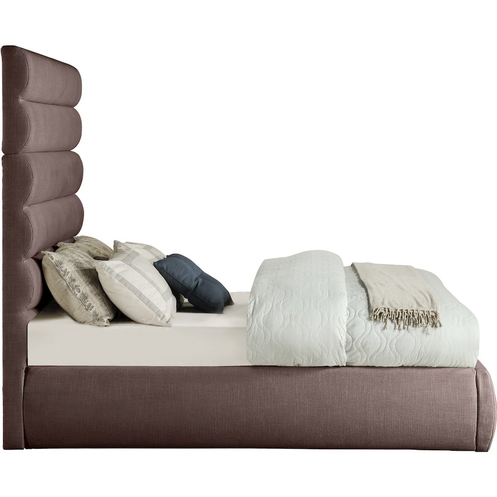 Adam Brown Linen Textured Fabric Full Bed. Picture 3