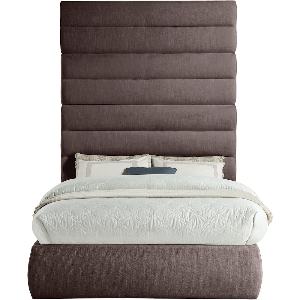 Adam Brown Linen Textured Fabric Full Bed. Picture 2