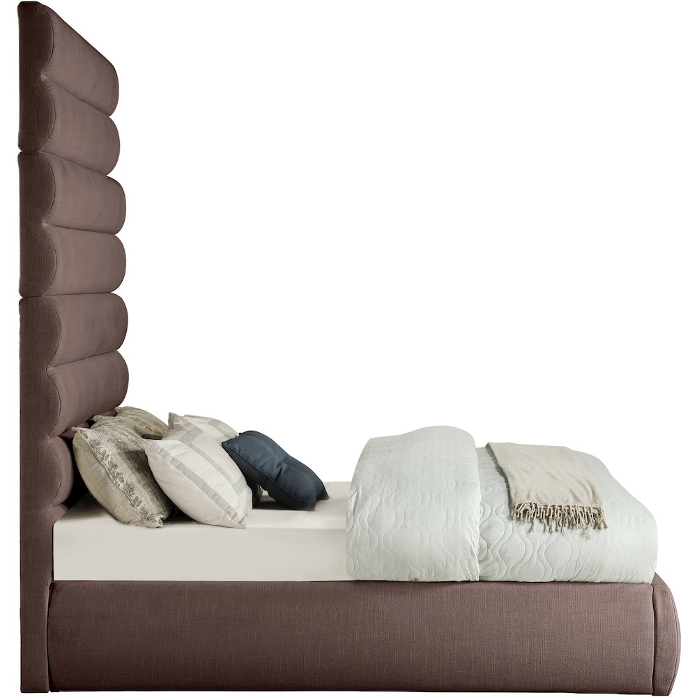 Adam Brown Linen Textured Fabric Full Bed. Picture 3