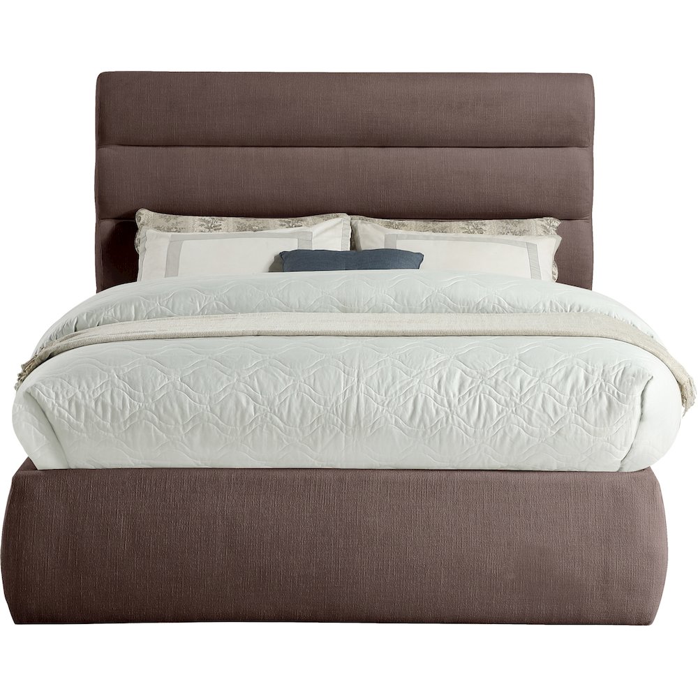 Adam Brown Linen Textured Fabric Full Bed. Picture 2