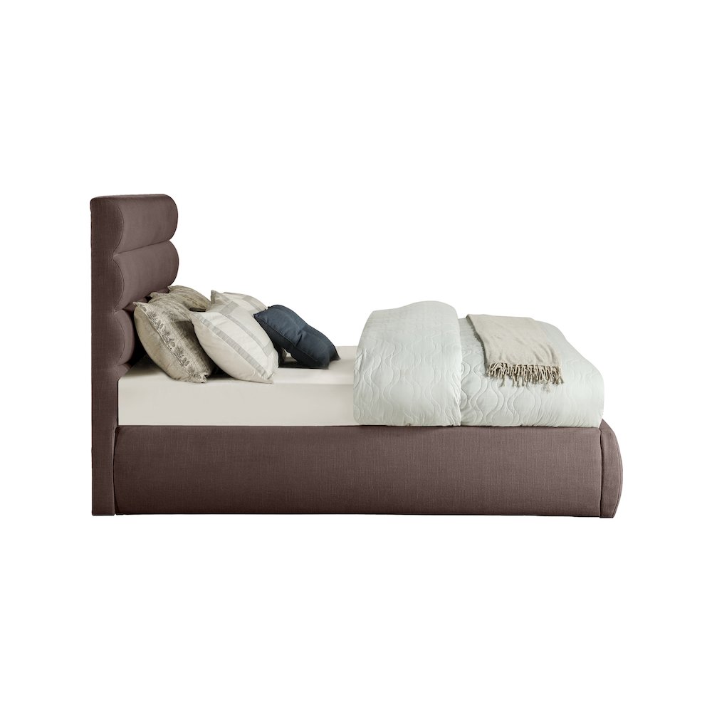 Adam Brown Linen Textured Fabric Full Bed. Picture 3