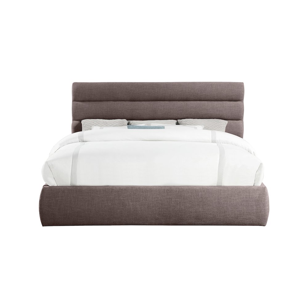 Adam Brown Linen Textured Fabric King Bed. Picture 2