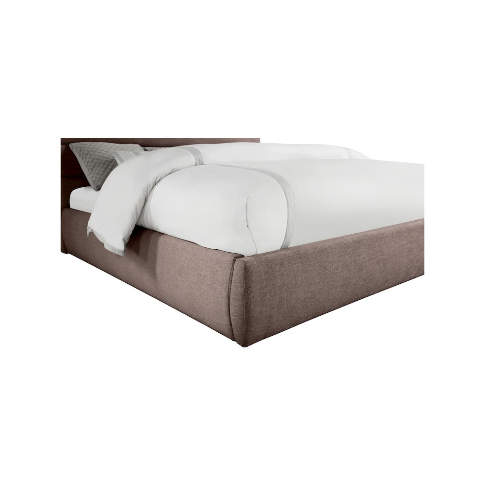 Adam Brown Linen Textured Fabric King Bed. Picture 5