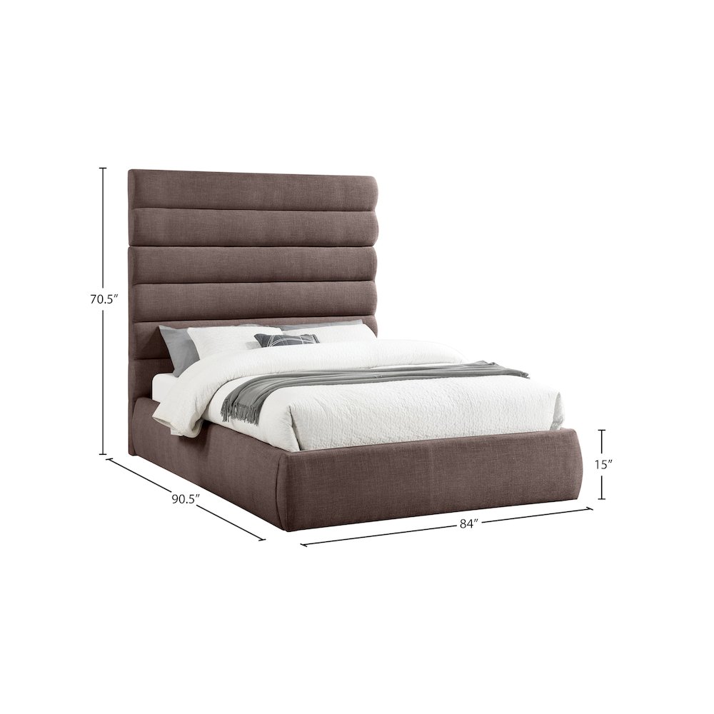 Adam Brown Linen Textured Fabric Queen Bed. Picture 8