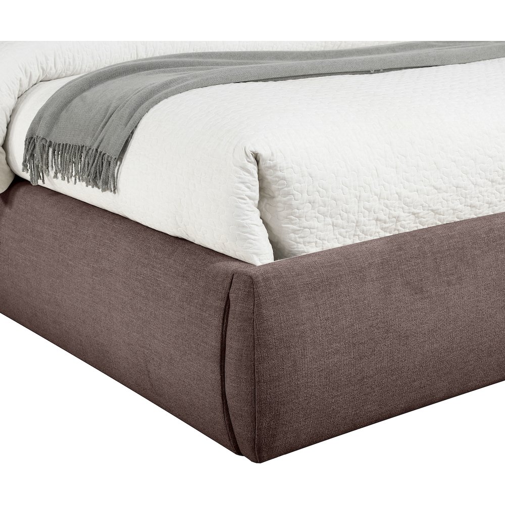 Adam Brown Linen Textured Fabric Queen Bed. Picture 5