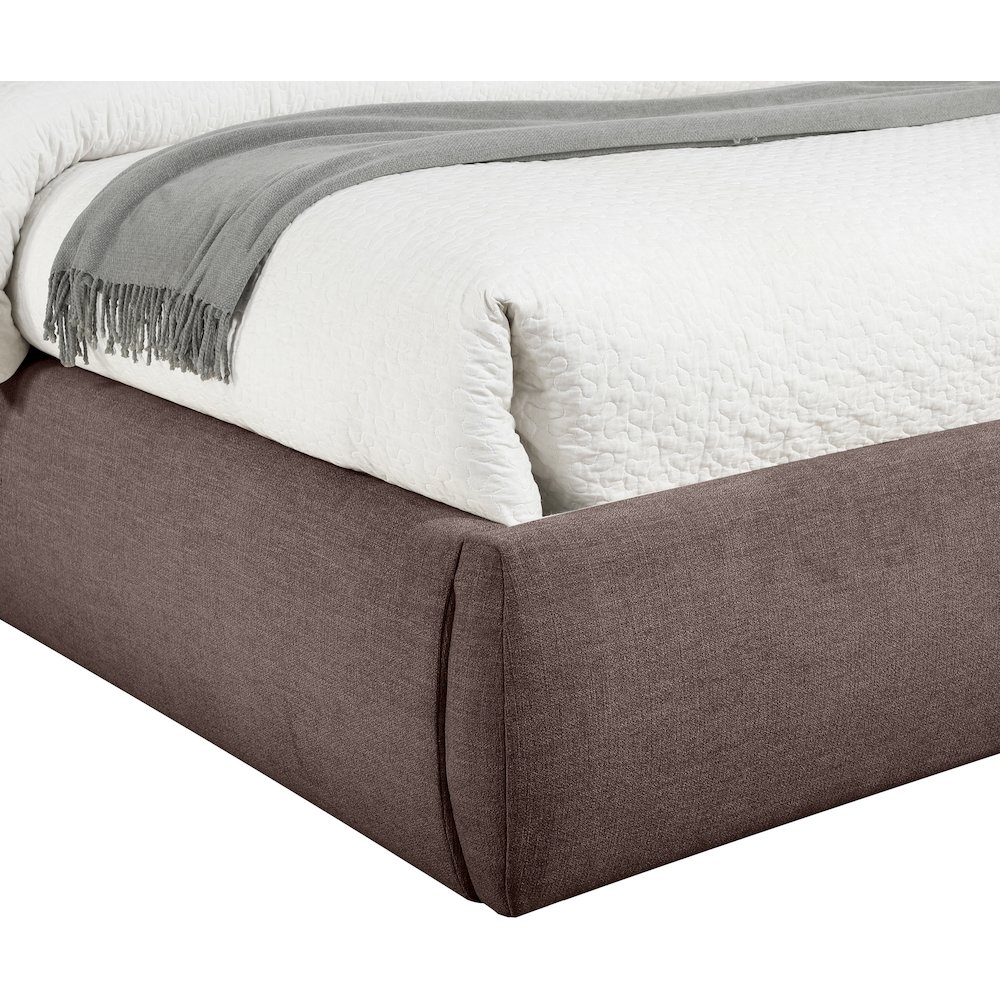Adam Brown Linen Textured Fabric Queen Bed. Picture 5