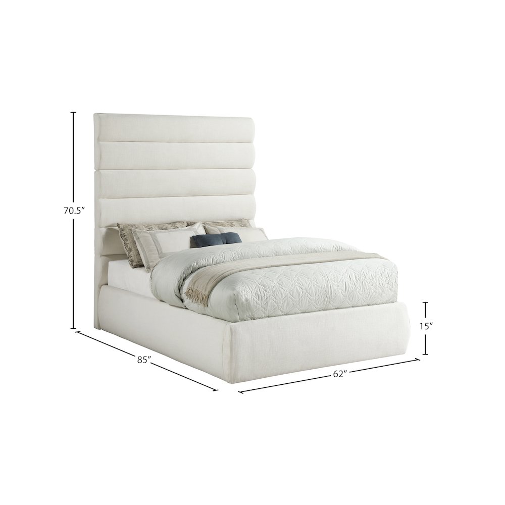 Adam Cream Linen Textured Fabric Full Bed. Picture 8