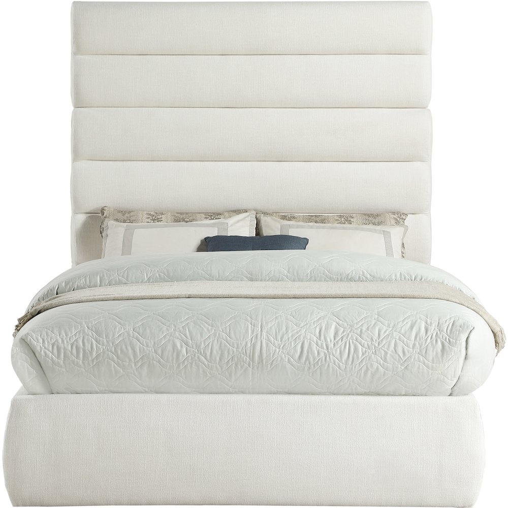 Adam Cream Linen Textured Fabric Full Bed. Picture 2