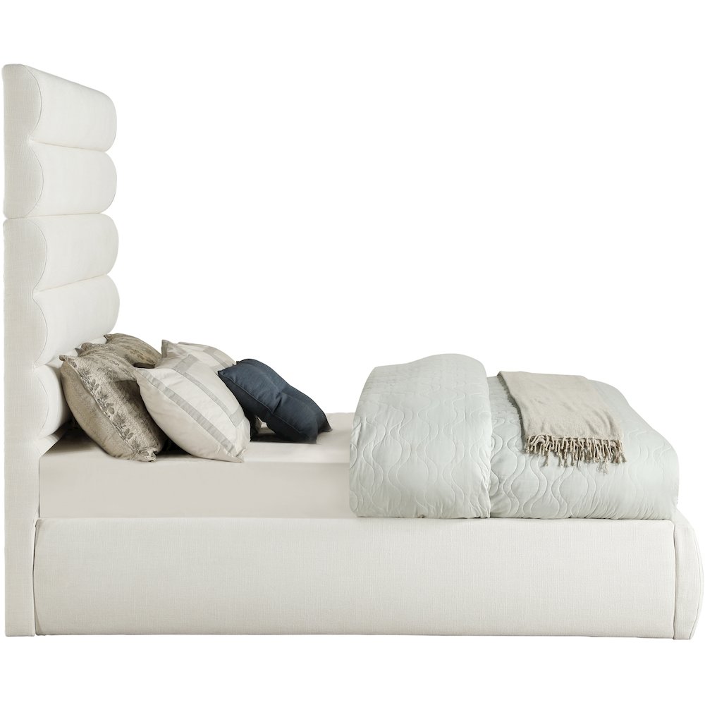 Adam Cream Linen Textured Fabric Full Bed. Picture 3