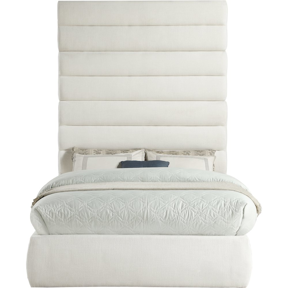 Adam Cream Linen Textured Fabric Full Bed. Picture 2