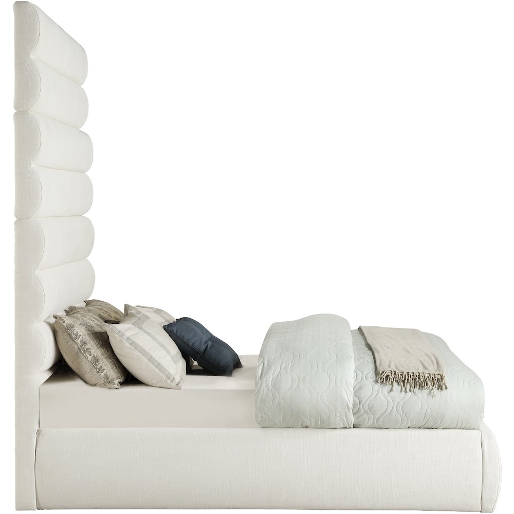 Adam Cream Linen Textured Fabric Full Bed. Picture 3