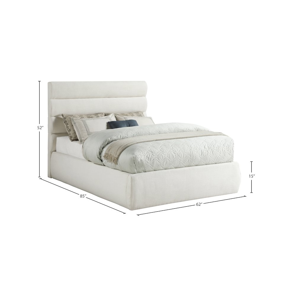 Adam Cream Linen Textured Fabric Full Bed. Picture 8