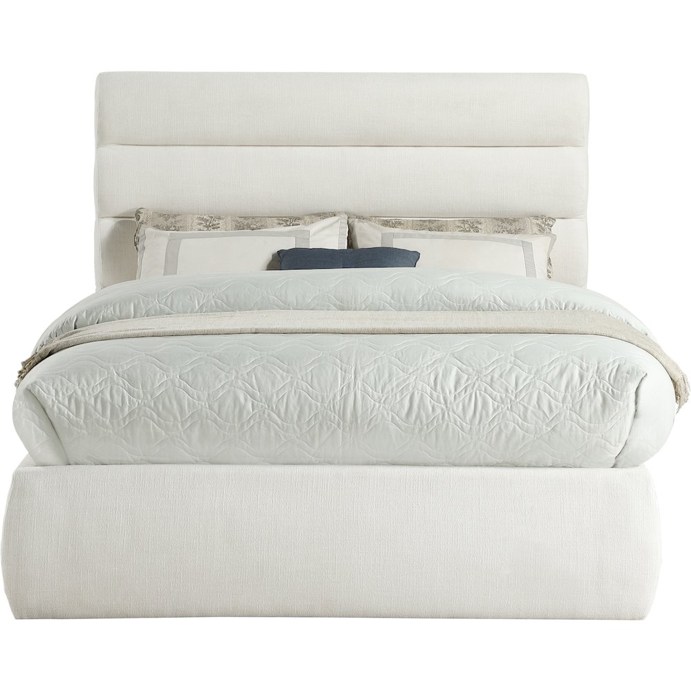 Adam Cream Linen Textured Fabric Full Bed. Picture 2