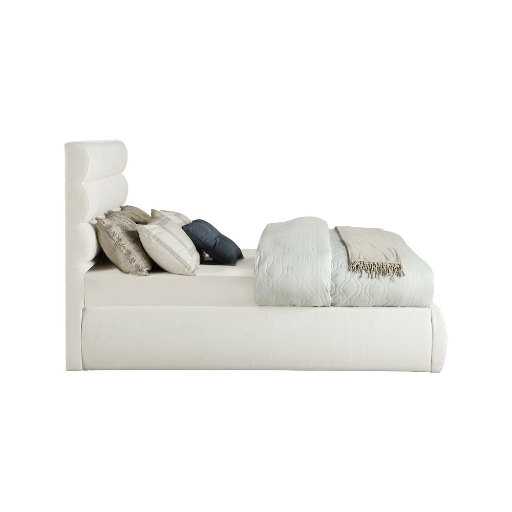 Adam Cream Linen Textured Fabric Full Bed. Picture 3
