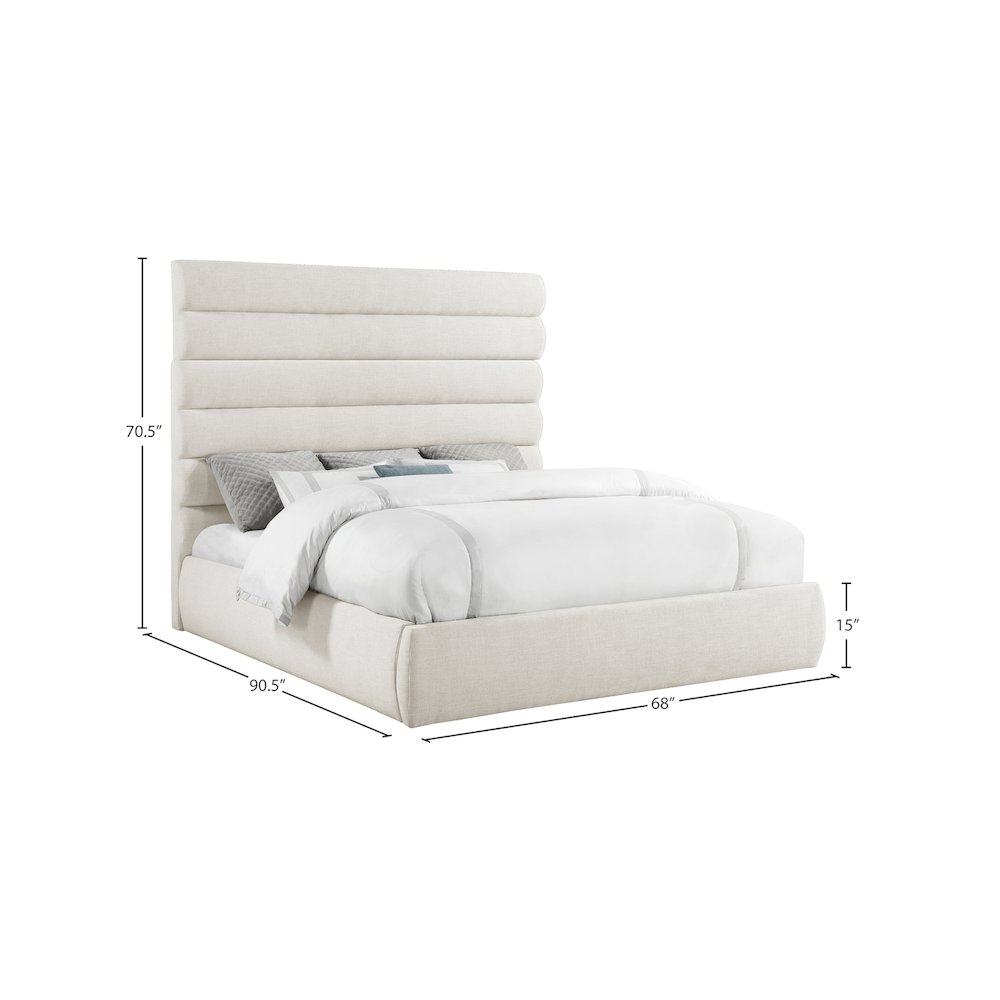 Adam Cream Linen Textured Fabric King Bed. Picture 8