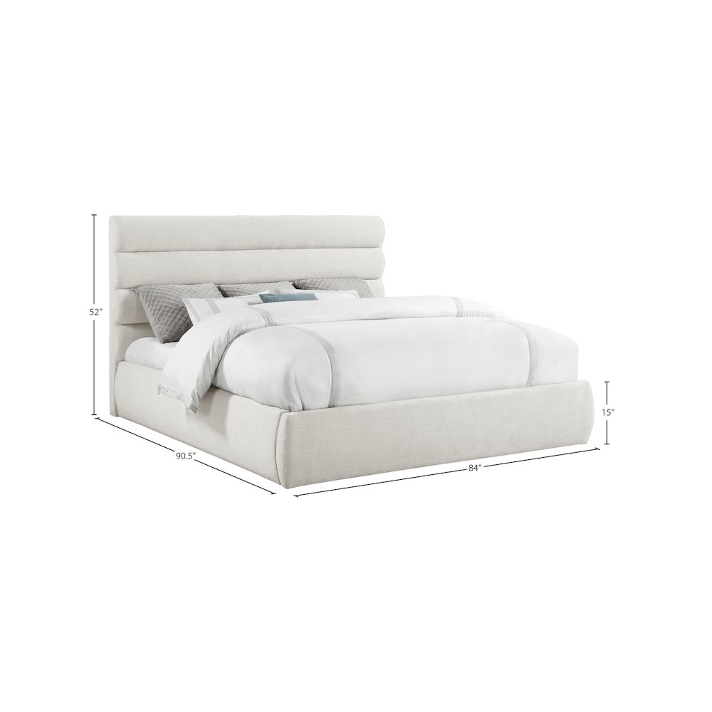 Adam Cream Linen Textured Fabric King Bed. Picture 8