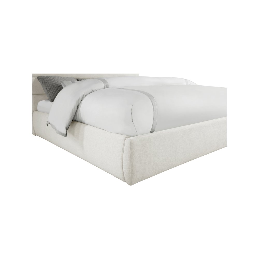 Adam Cream Linen Textured Fabric King Bed. Picture 5