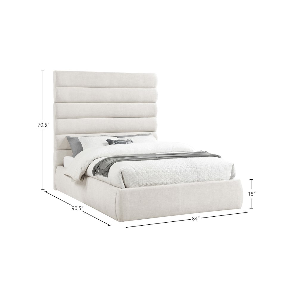 Adam Cream Linen Textured Fabric Queen Bed. Picture 8