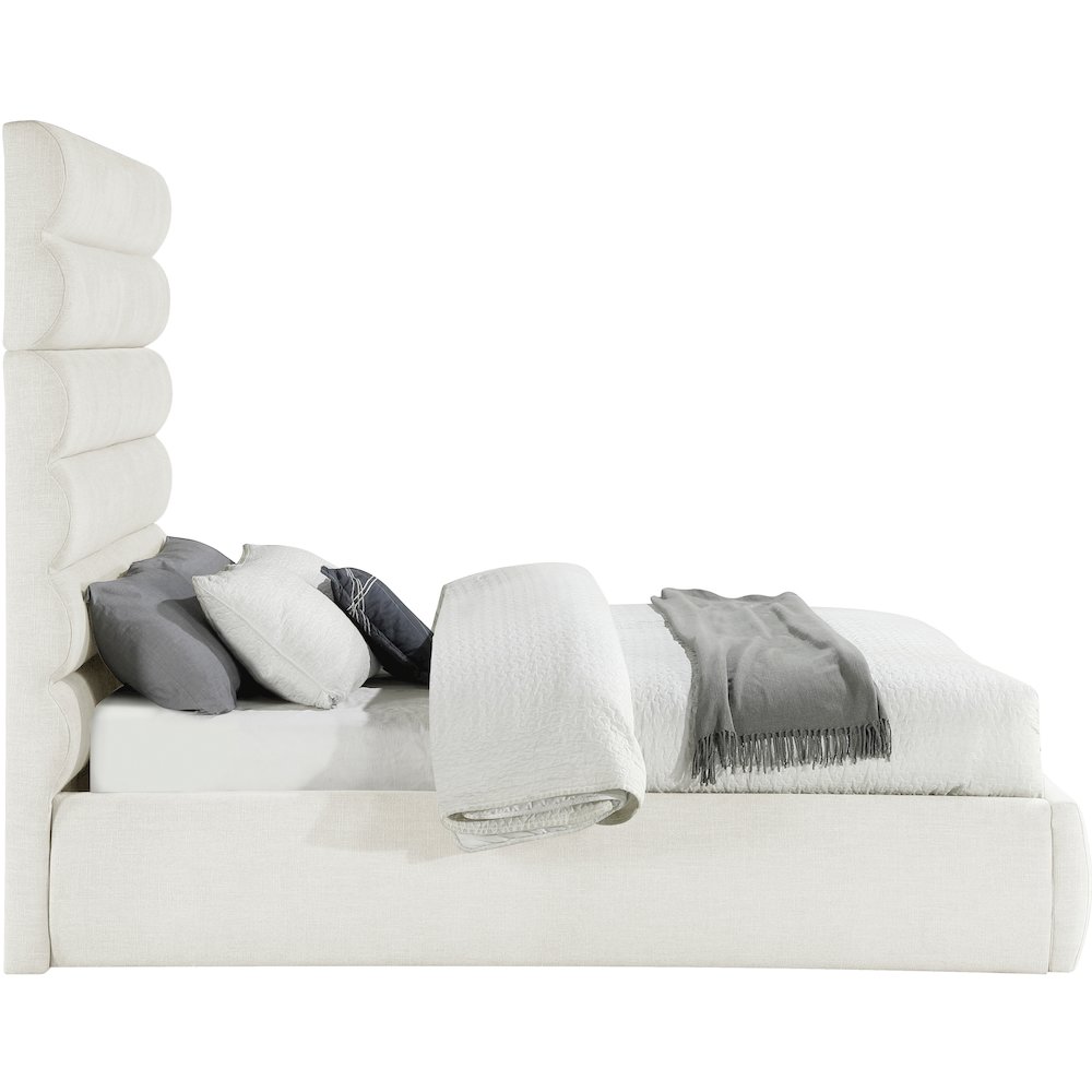 Adam Cream Linen Textured Fabric Queen Bed. Picture 3