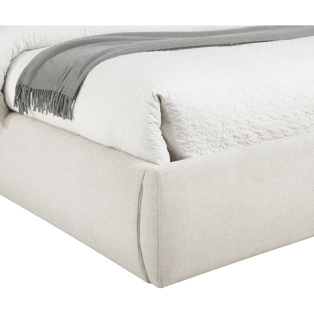 Adam Cream Linen Textured Fabric Queen Bed. Picture 5