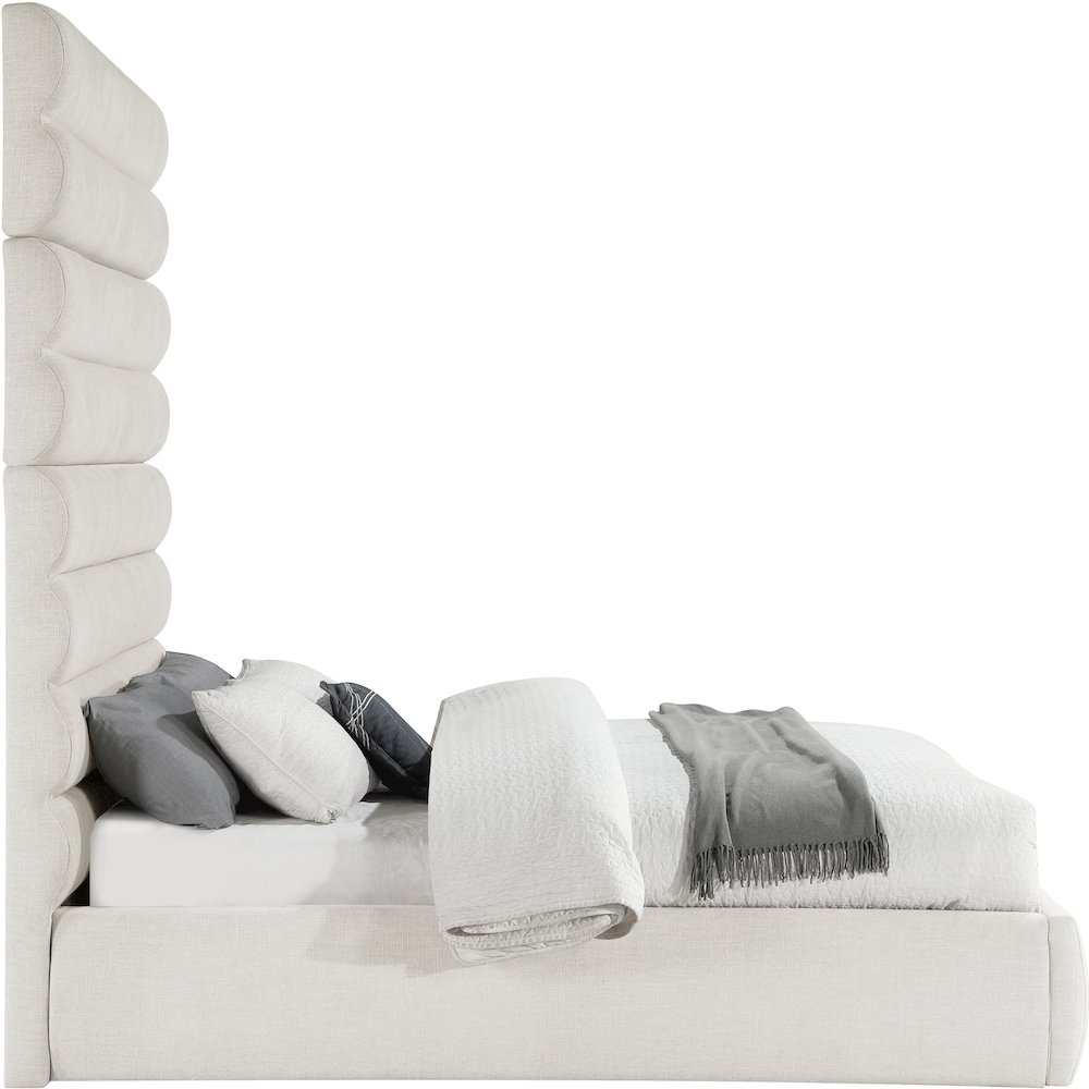 Adam Cream Linen Textured Fabric Queen Bed. Picture 3