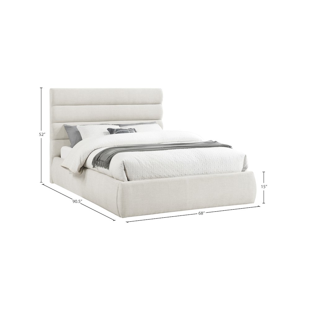 Adam Cream Linen Textured Fabric Queen Bed. Picture 8